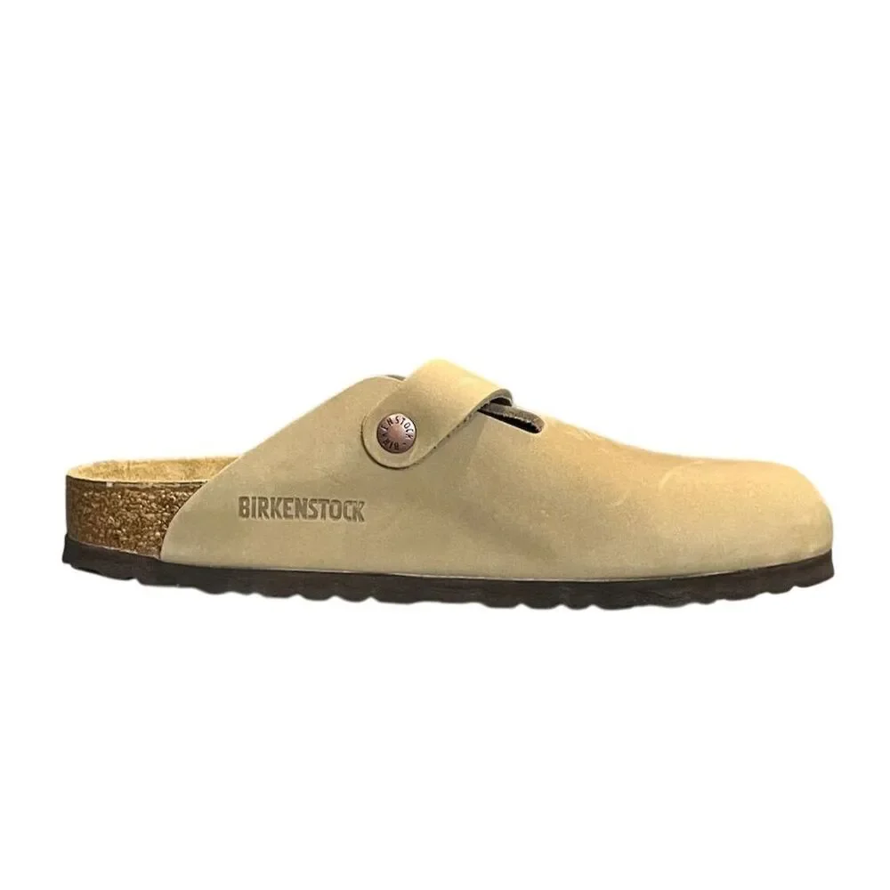 Birkenstock Boston Unisex Clogs Beige Suede Leather L8/M6 Boho Hippie Summer - Picture 9 of 15